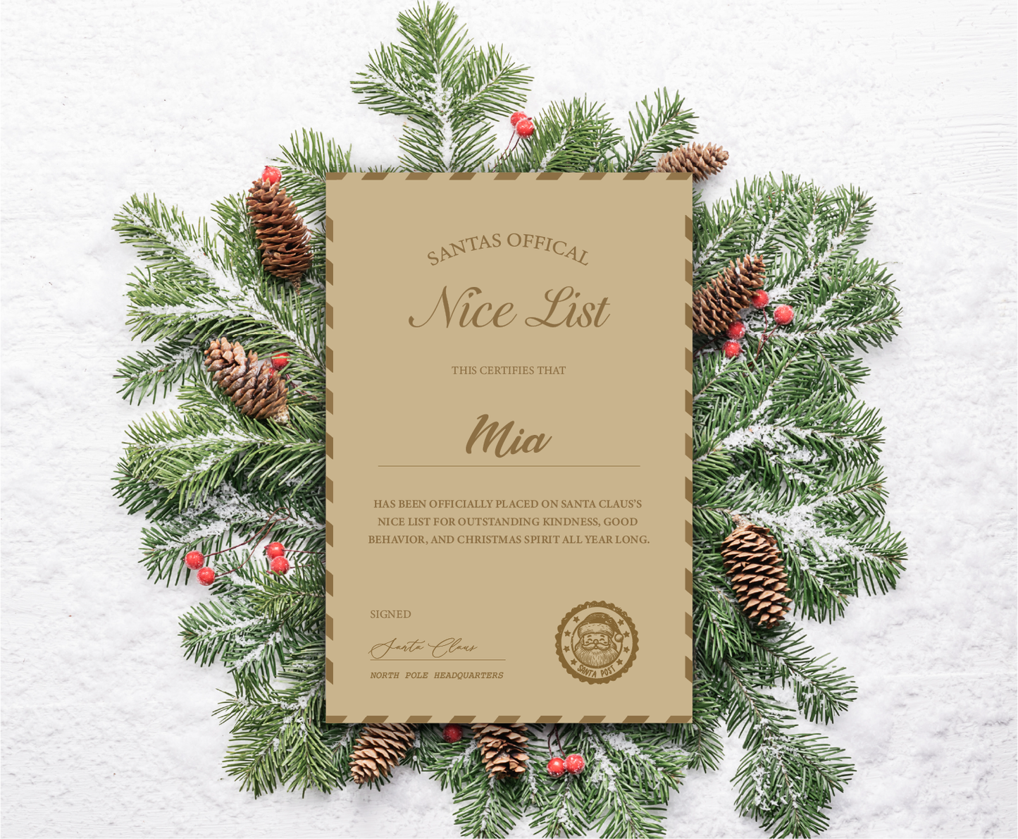 Nice List Certificate | Holiday Shop