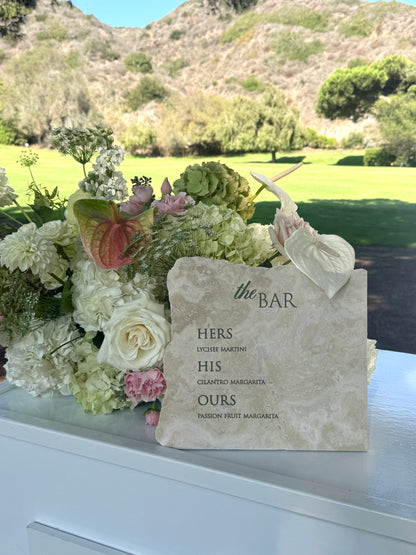 Engraved Travertine | Bar Sign