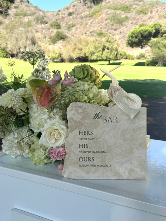 Engraved Travertine | Bar Sign