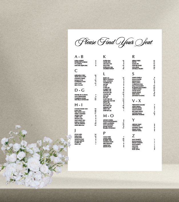 Seating Chart | Beverly Collection