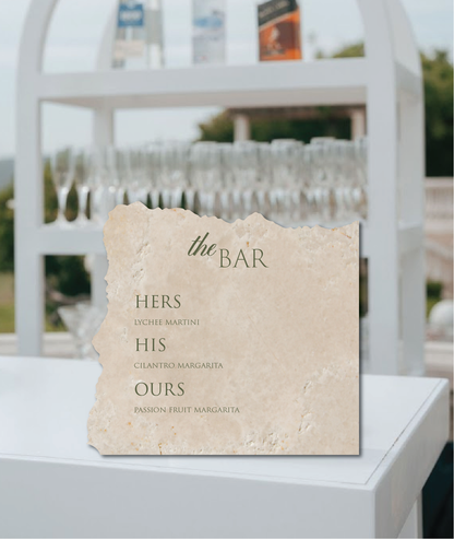 Engraved Travertine | Bar Sign