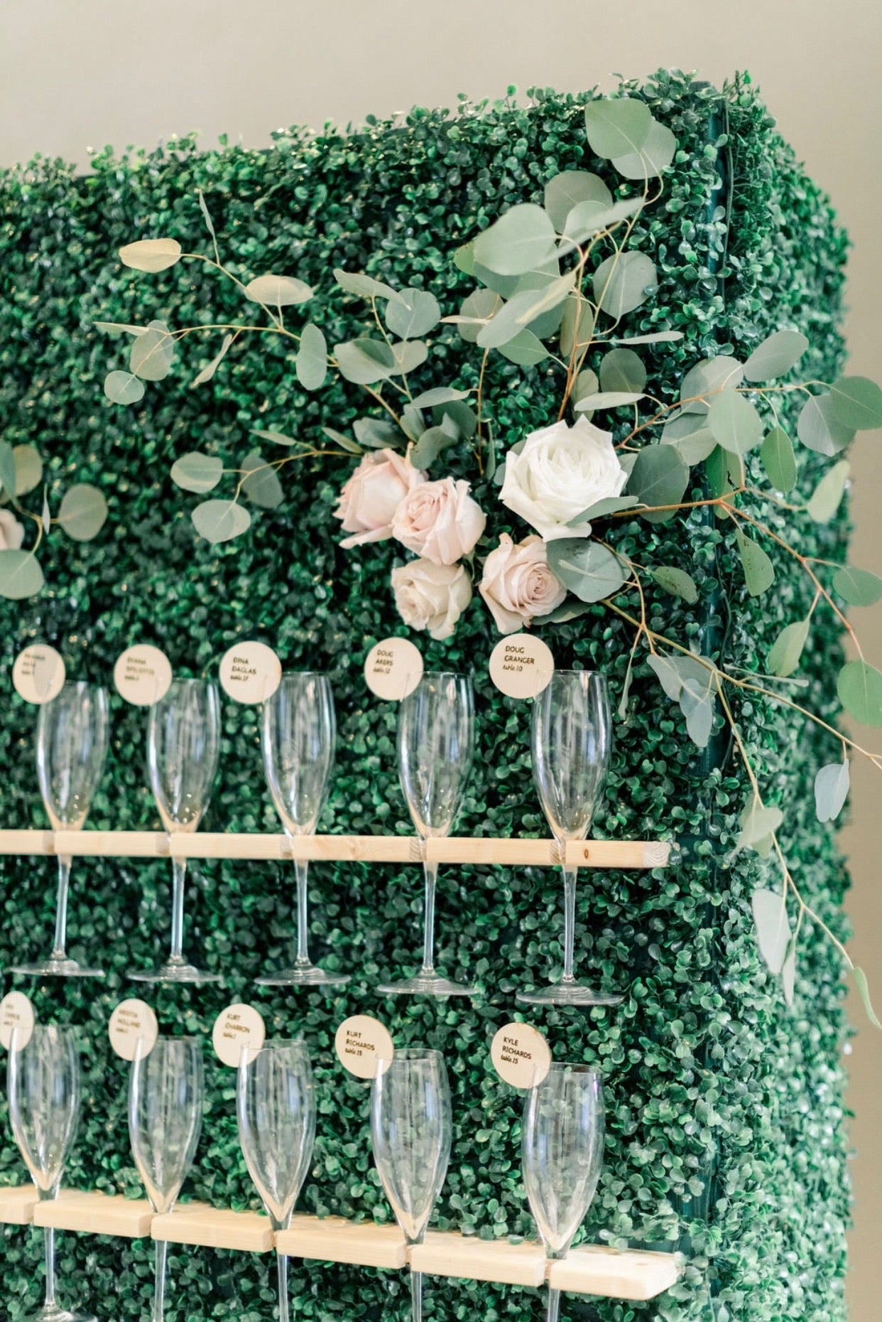 Greenery Champagne Panels with 5 Shelves Per Panel
